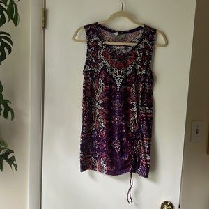 ATHLETA Purple Paisley Side Ruched Tank Top Medium